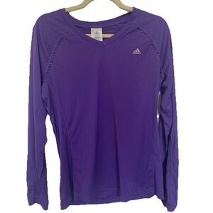 Adidas Women Large Purple ClimaCool Performance Long Sleeve Top Size Workout Gym